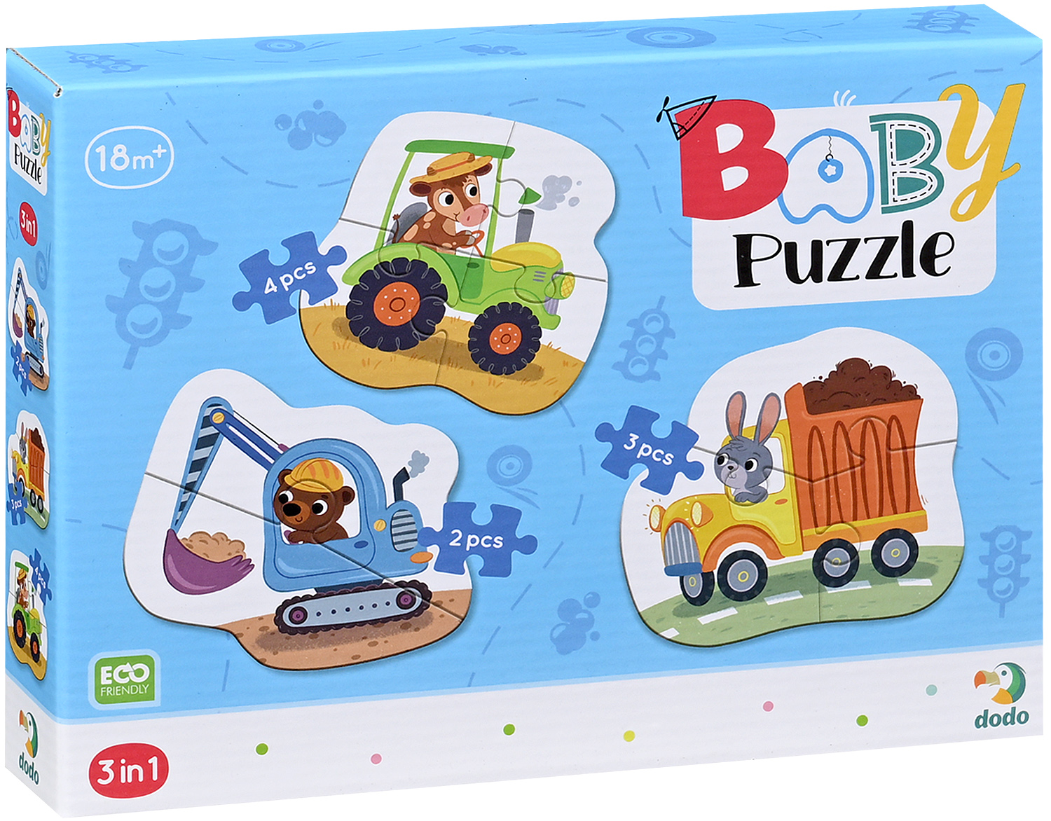 Puzzle pentru bebeluși DoDo 3 în 1 - Transport