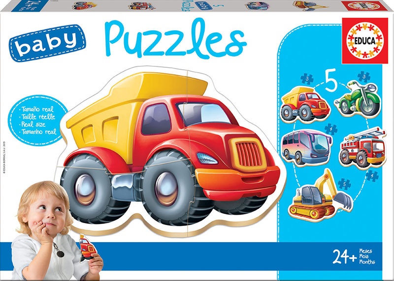 Puzzle pentru bebelus Educa 5 in 1 - Vehicles