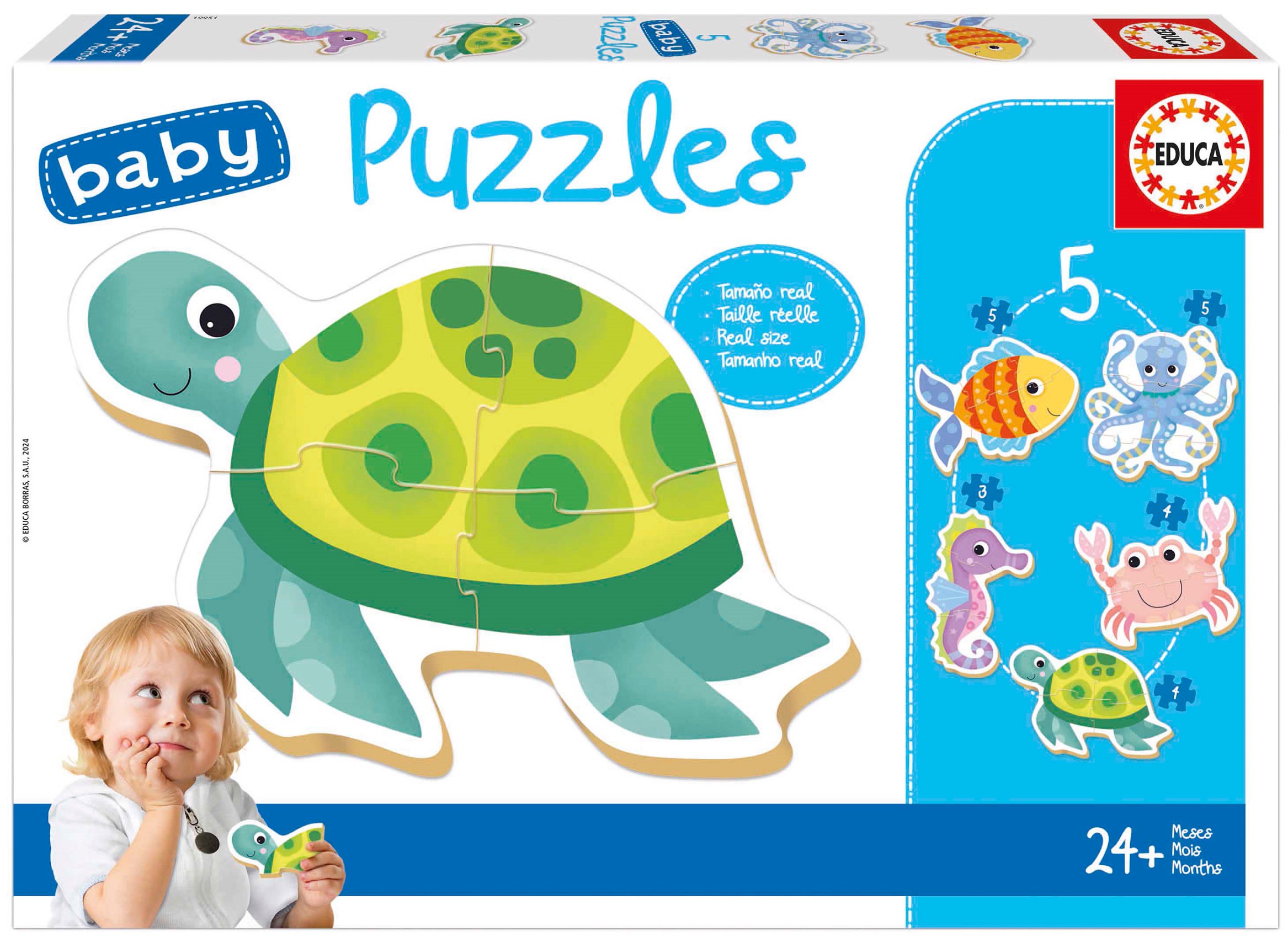 Puzzle pentru bebeluși Educa 5 în 1 - Animale acvatice