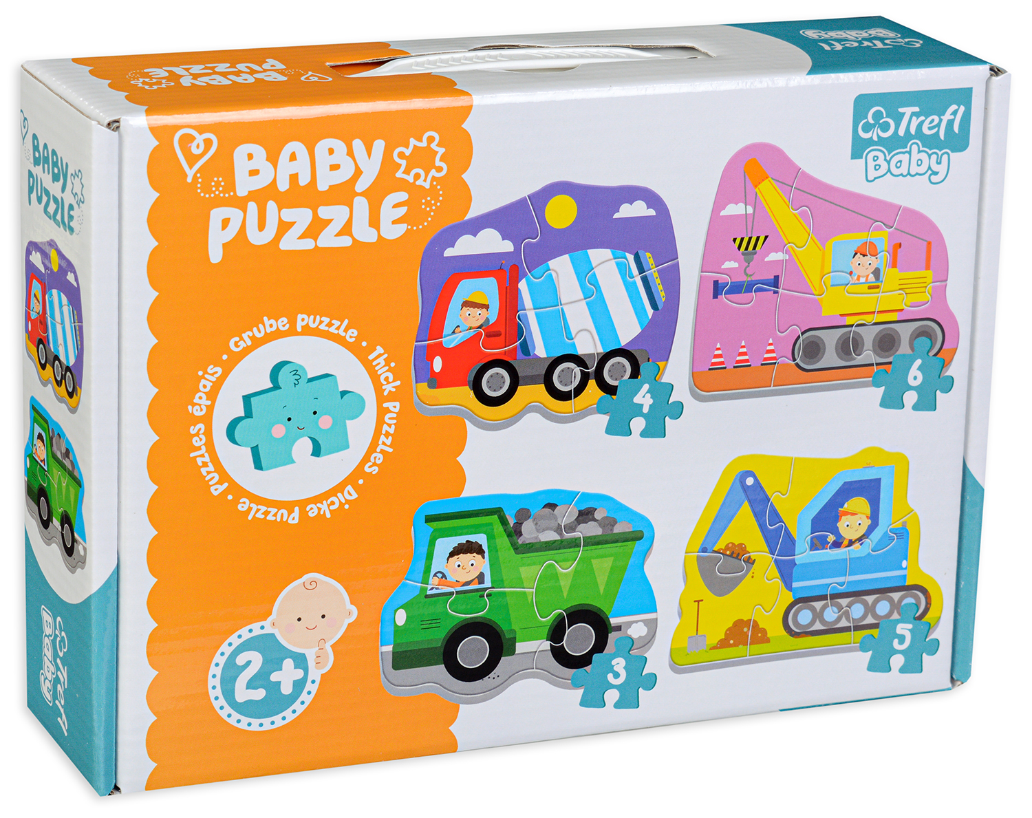 Puzzle pentru bebeluși Trefl 4 în 1 - Automobile pe santier