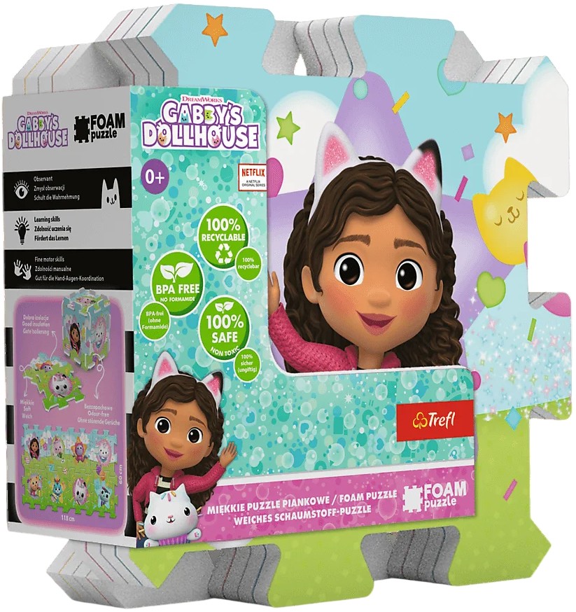 Puzzle pentru podea pentru bebeluși Trefl din 8 piese - Gabby's Dollhouse