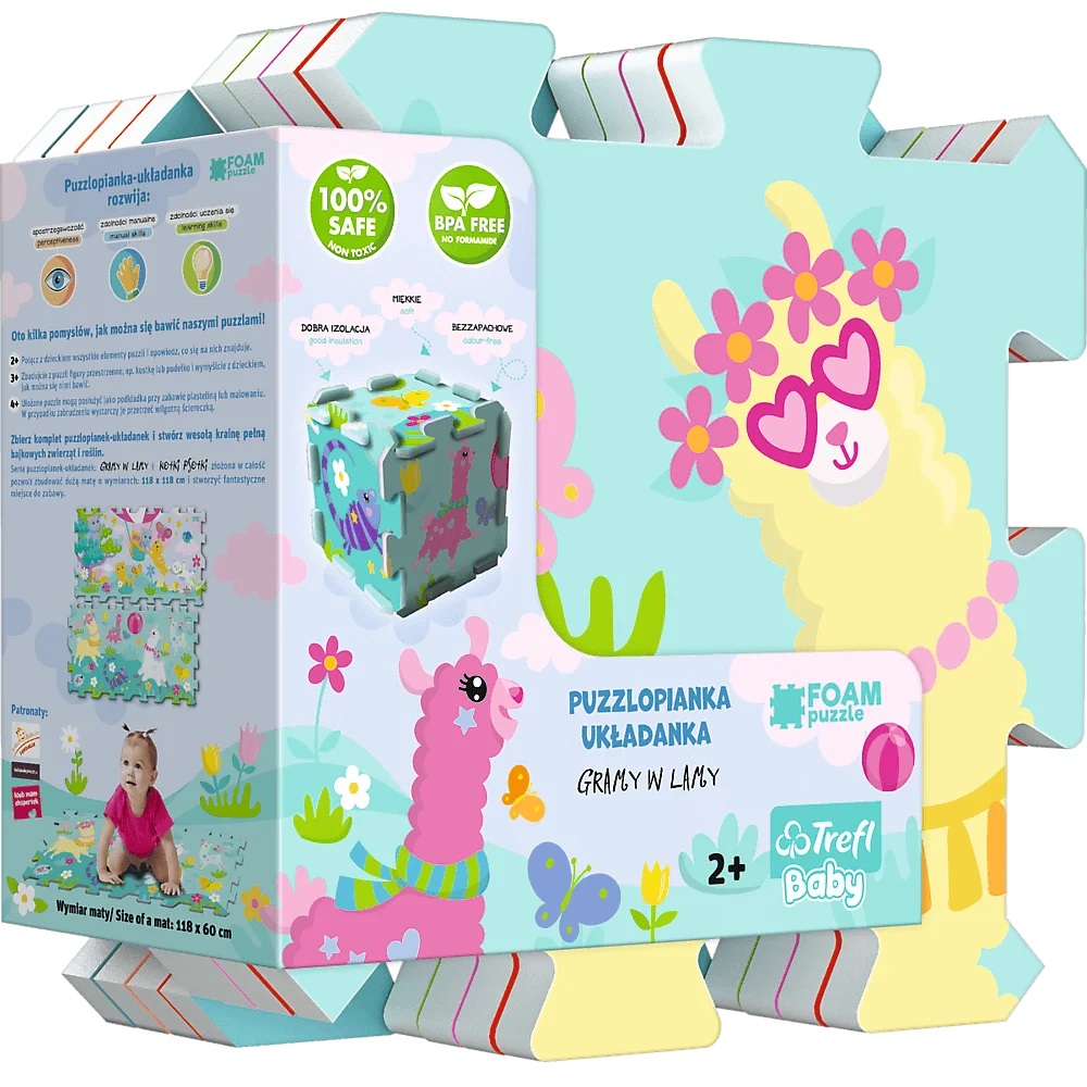 Puzzle pentru podea pentru bebeluși Trefl din 8 piese - Lamii veseli