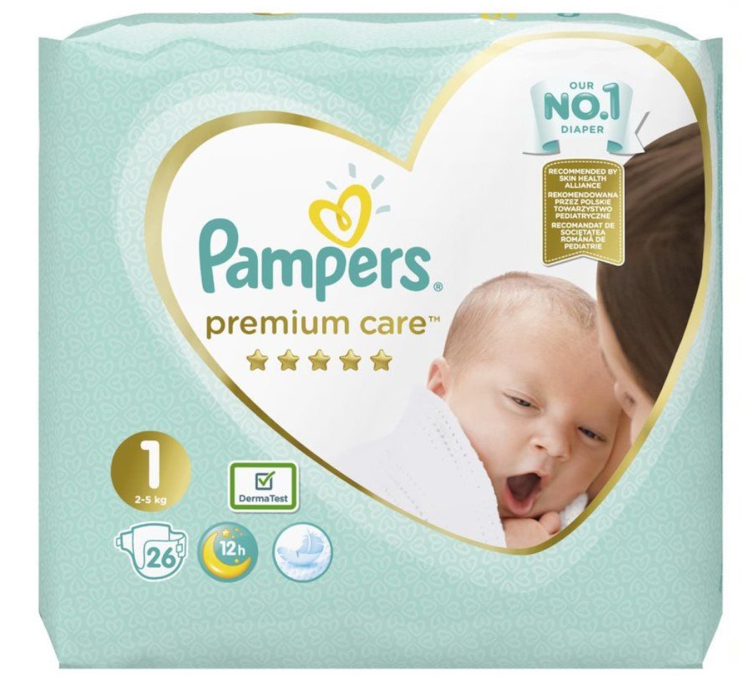 Scutece bebelusi Pampers - Premium Care 1, 26 buc.