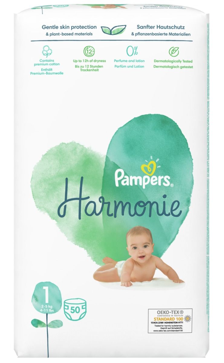 Scutece bebelusi Pampers - Harmonie 1, 50 buc.