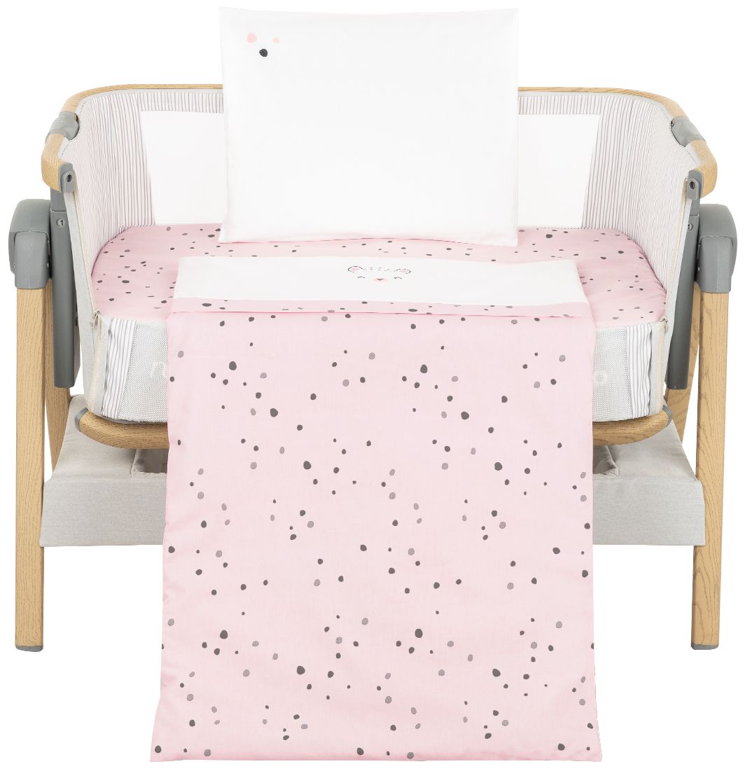 Set lenjerie de pat 5 piese pentru bebeluși KikkaBoo - Bear with me, roz, pentru patut mini