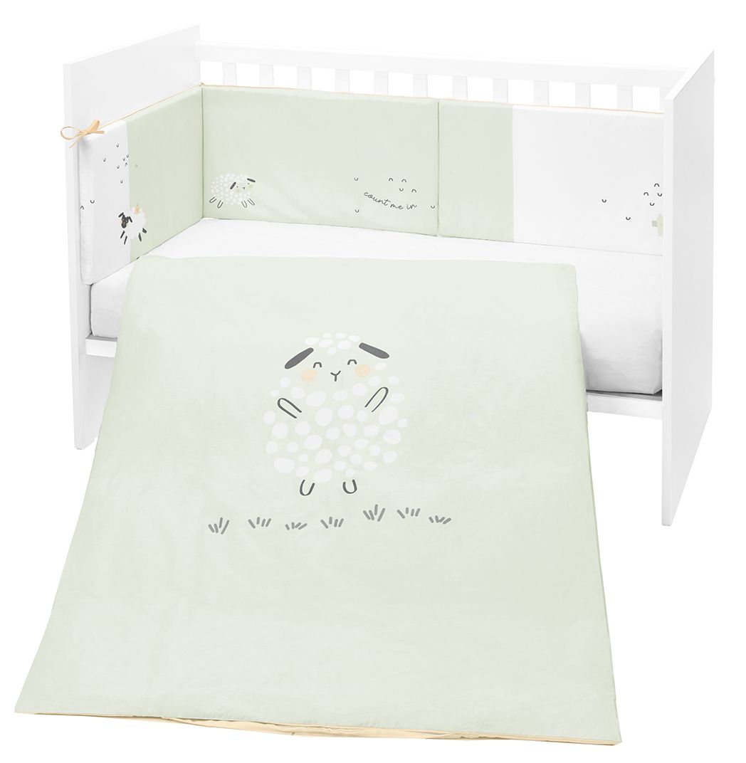 Set de 2 piese de lenjerie de pat pentru copii KikkaBoo - EU style, 60 х 120 cm, Sleepy Sheep