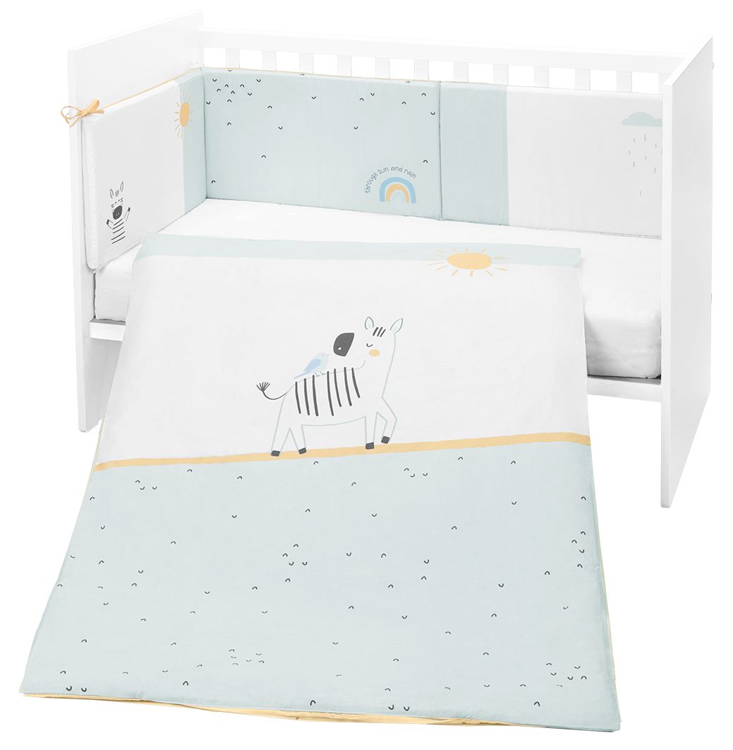 Set de 2 piese de lenjerie de pat pentru copii  KikkaBoo - EU style, 60 х 120 cm, Stripy Friends