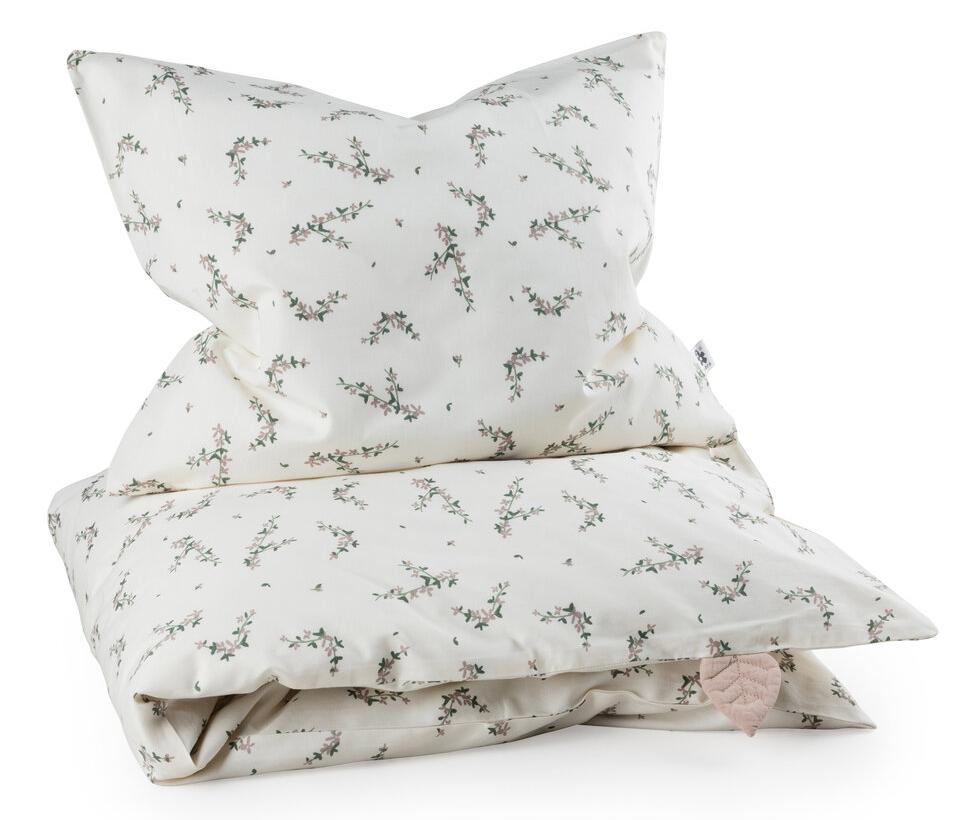 Set lenjerie de pat pentru bebeluși din 2 piese Sebra - Powder Blossom, 100 x 70 cm