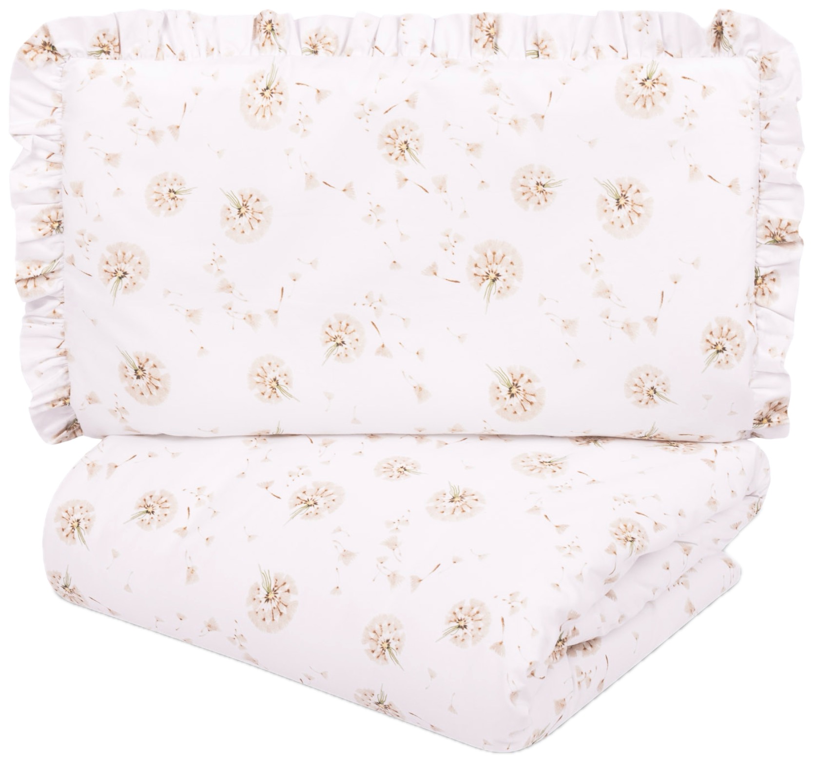 Set de lenjerie de pat pentru bebeluși din 2 piese Sensillo - Păpădii bej, 100 х 135 cm