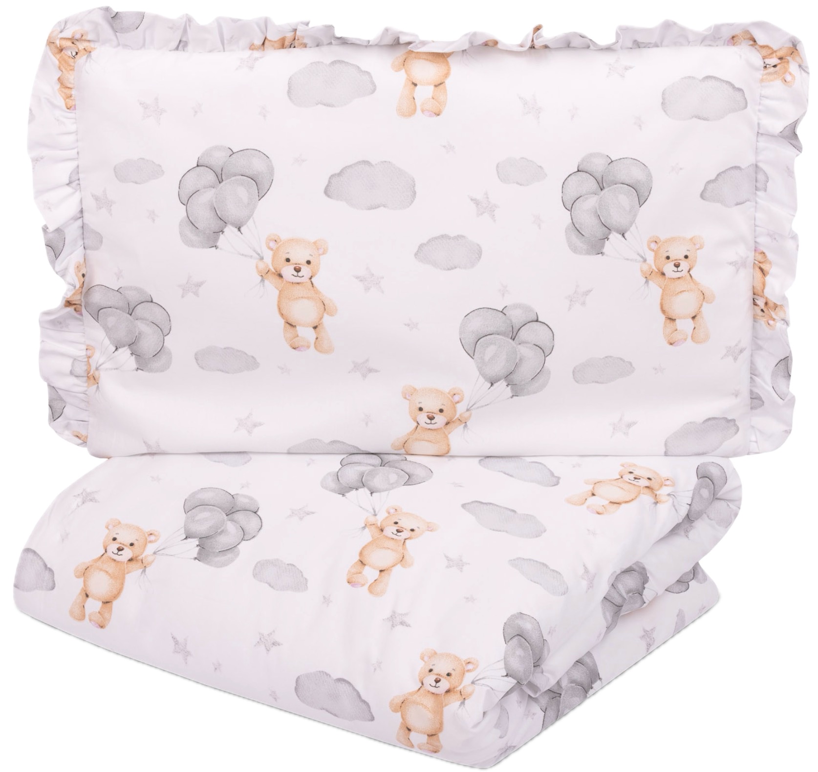 Set de lenjerie de pat pentru bebeluși din 2 piese Sensillo - Urs gri, 100 х 135 cm