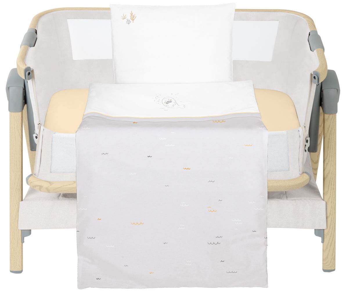 Set lenjerie de pat din 3 piese pentru mini patut  KikkaBoo Seally Me