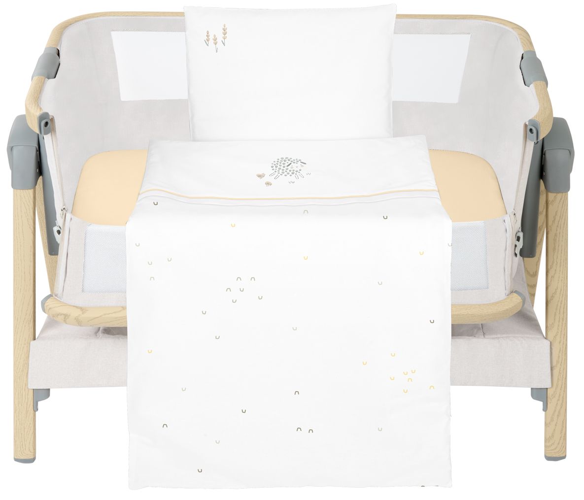 Set lenjerie de pat din 3 piese pentru mini patut  KikkaBoo Sleepy Sheep