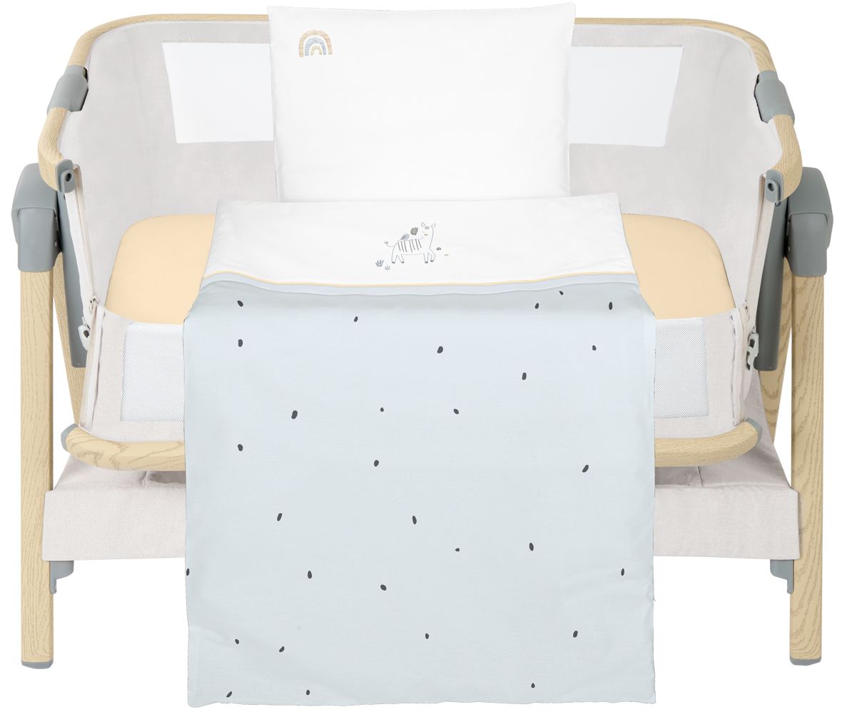 Set lenjerie de pat din 3 piese pentru mini patut  KikkaBoo Stripy Friends