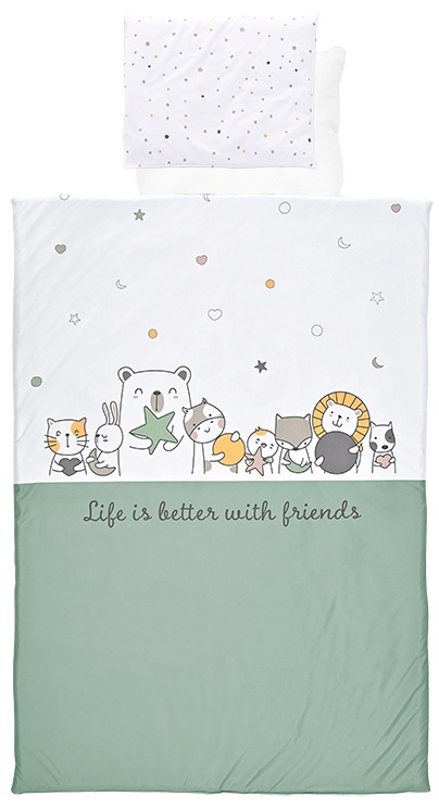 Set de lenjerie pentru bebeluși, 4 piese Lorelli - Happy Friends, Mint