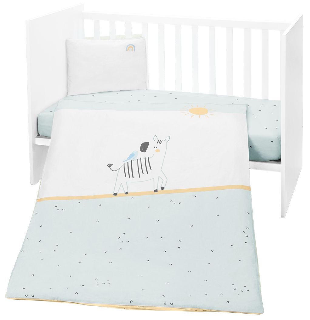 Set de 5 piese de lenjerie de pat pentru copii KikkaBoo - Stripy Friends