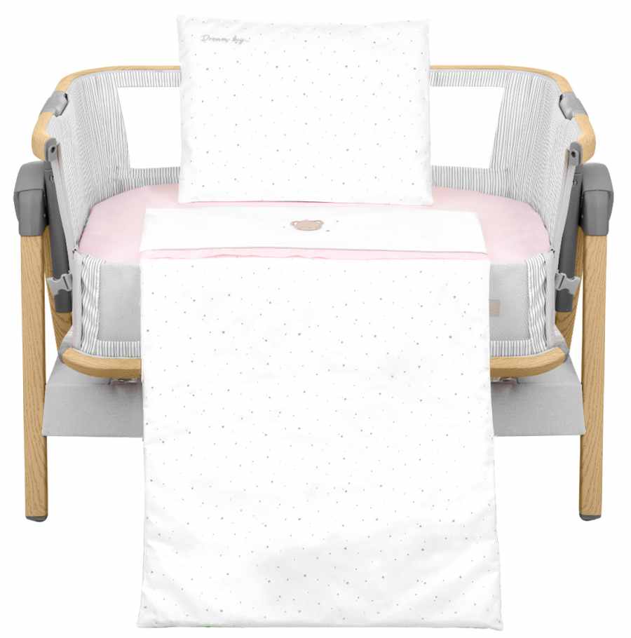 Set de lenjerie de pat pentru pătuț mini din 5 piese KikkaBoo - Dream Big, roz