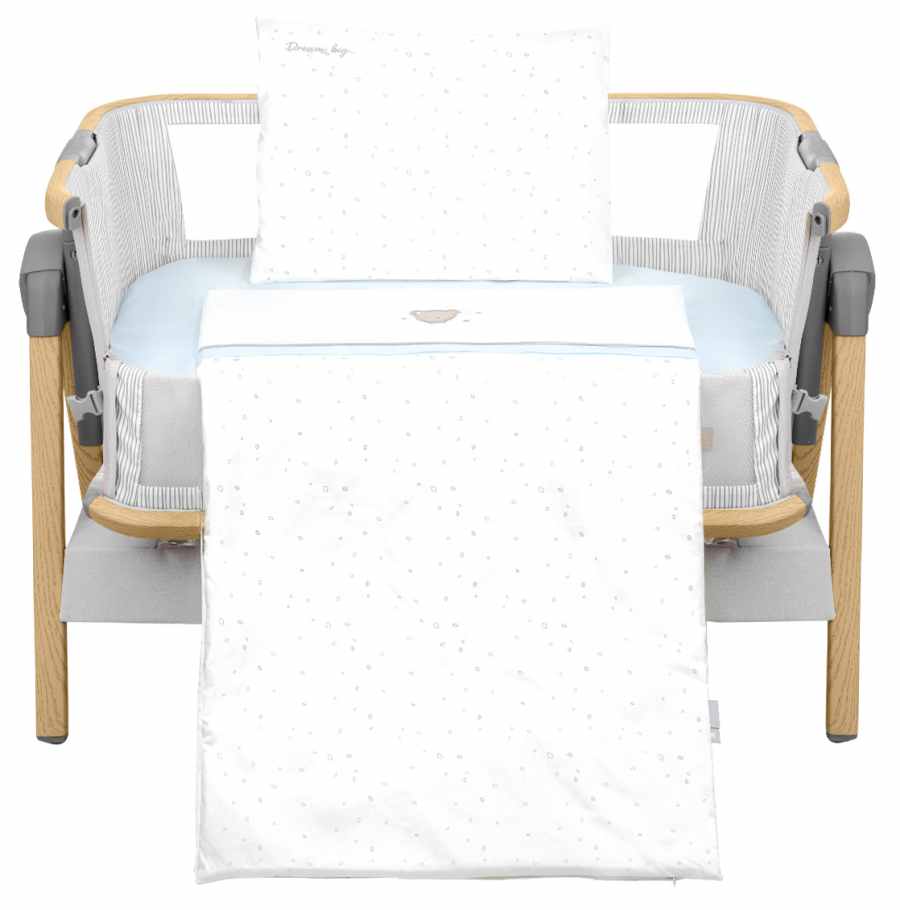 Set de lenjerie de pat pentru coș de dormit pentru bebeluși din 5 piese KikkaBoo - Dream Big, albastru