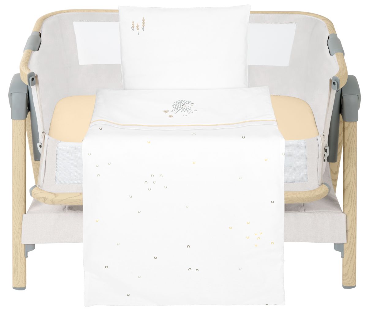 Set de dormit din 5 piese pentru mini patut  KikkaBoo Sleepy Sheep