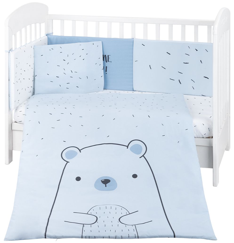 Set de dormit pentru carucior de 6 piese pentru copii KikkaBoo - Bear with me, Blue, 60 х 120 cm
