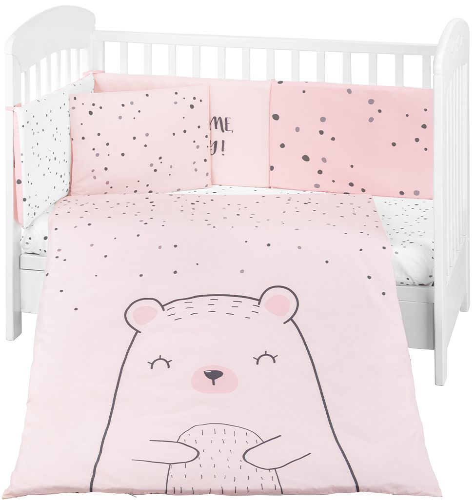 Set de dormit pentru bebelusi din 6 piese KikkaBoo - Bear with me, roz, 70 x 140 cm