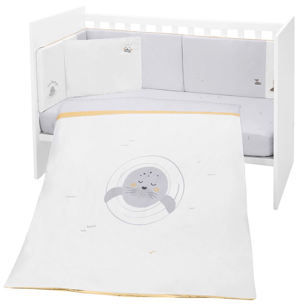 Set de 6 piese de lenjerie de pat pentru copii KikkaBoo - Seally Me, 60 х 120 cm