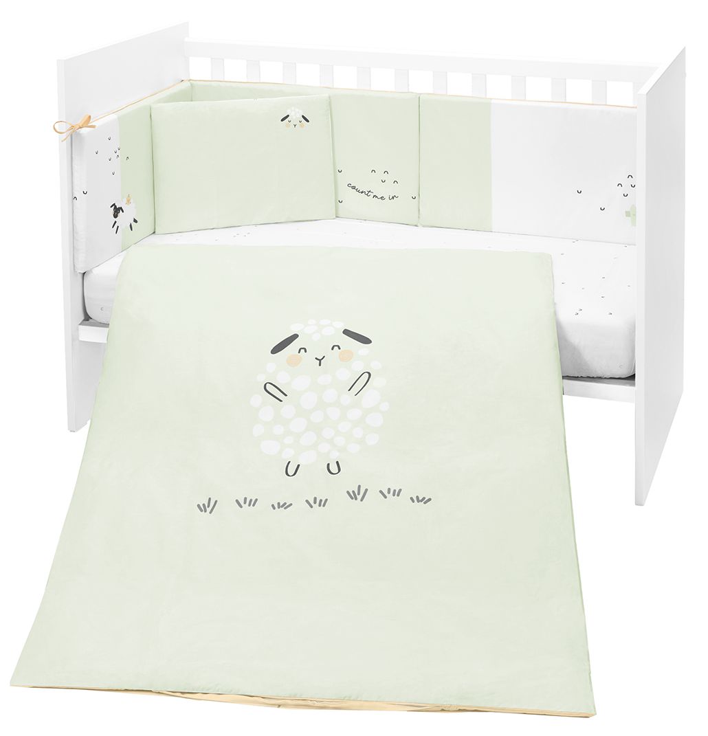 Set de 6 piese de lenjerie de pat pentru copii KikkaBoo - Sleepy Sheep, 60 х 120 cm