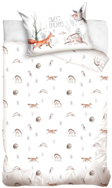 Set lenjerie de pat pentru bebeluşi Sonne - Forest Animals, 90 x 120 cm, 2 piese