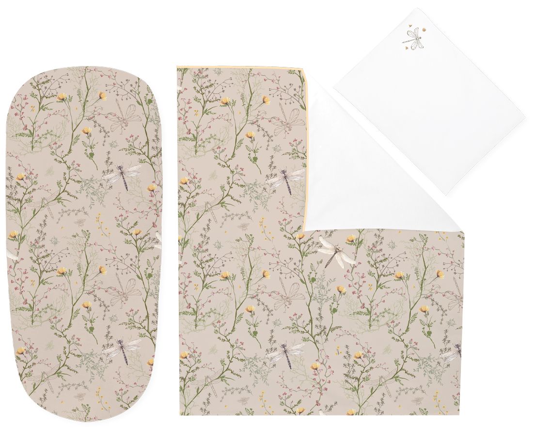 Set de dormit pentru cărucior pentru bebeluși din 6 piese KikkaBoo Secret Garden - Beige