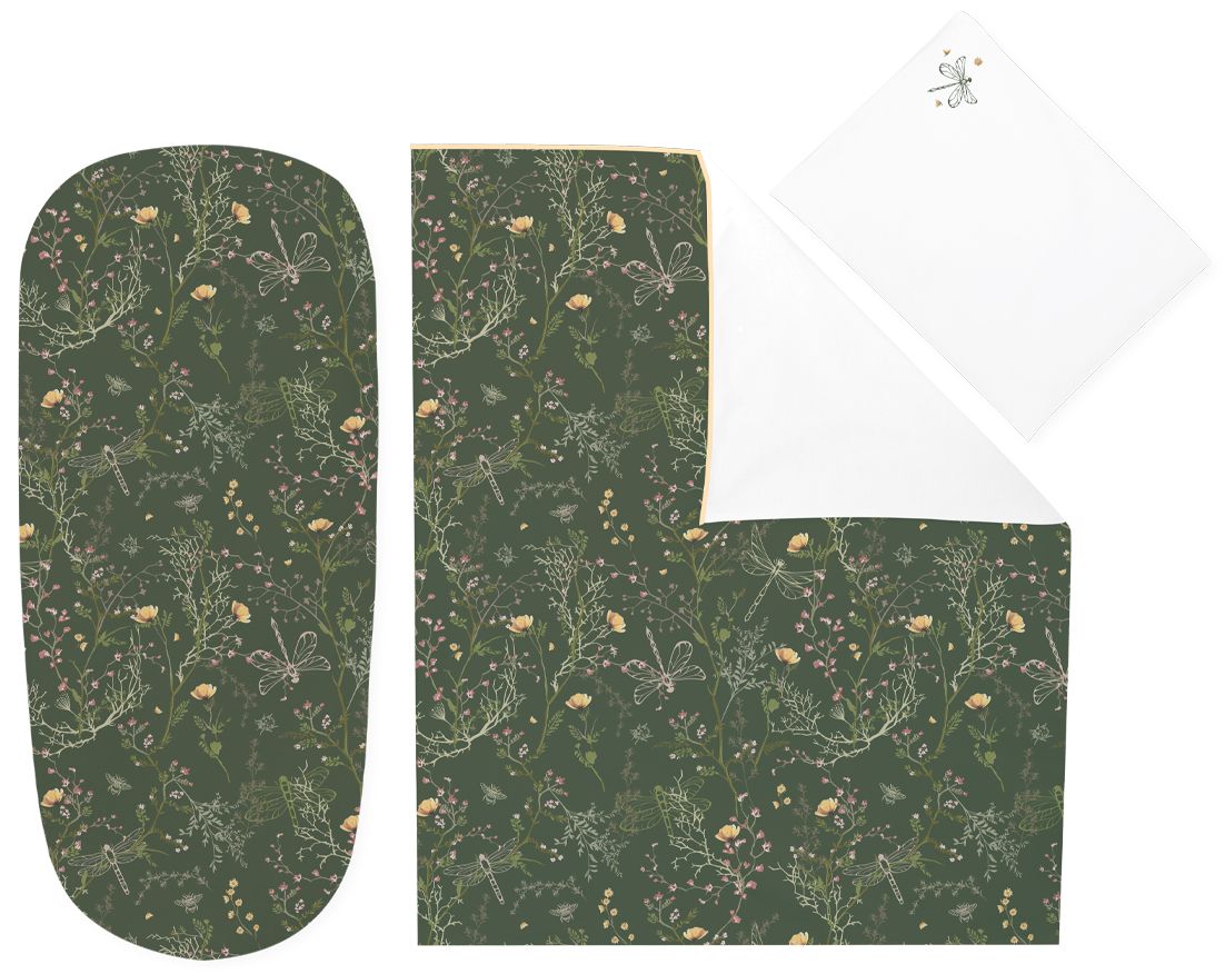 Set de dormit pentru cărucior pentru bebeluși din 6 piese KikkaBoo Secret Garden - Green