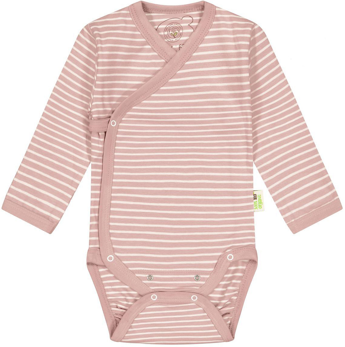 Body cu dungi pentru bebeluși Bio Baby - Bumbac organic, 50 cm, 0-1 lună, roz.