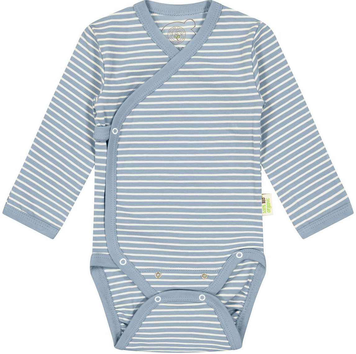 Body cu dungi pentru bebeluși Bio Baby - Bumbac organic, 50 cm, 0-1 lună, albastru