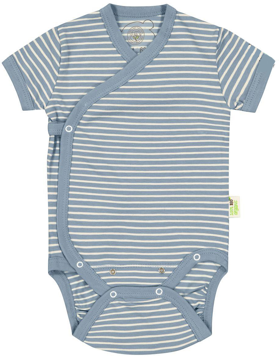 Body cu dungi pentru bebeluși Bio Baby - Bumbac organic, 50 cm, 0-1 lună, albastru