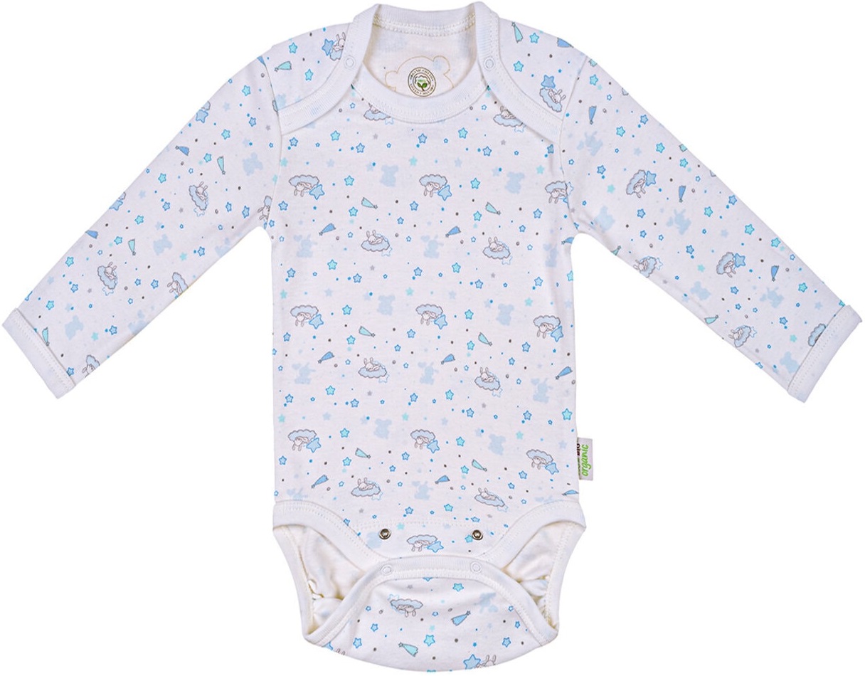 Body cu mânecă lungă pentru bebeluşi Bio Baby - Bumbac organic, 68 cm, 4-6 luni, alb-albastru