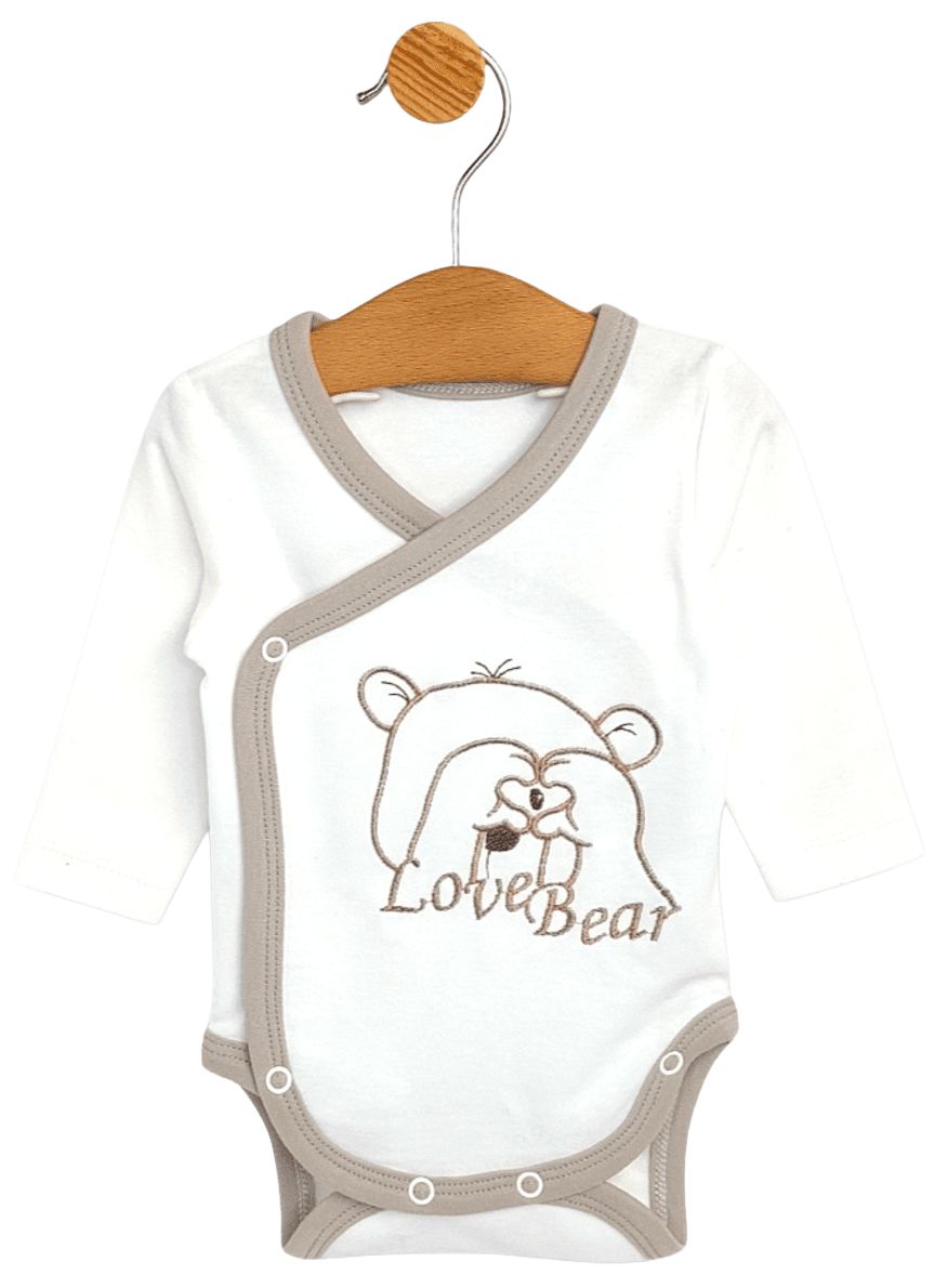 Body pentru bebeluși cu mânecă lungă Rainy - Love Bear, 56 cm, 1-2 luni