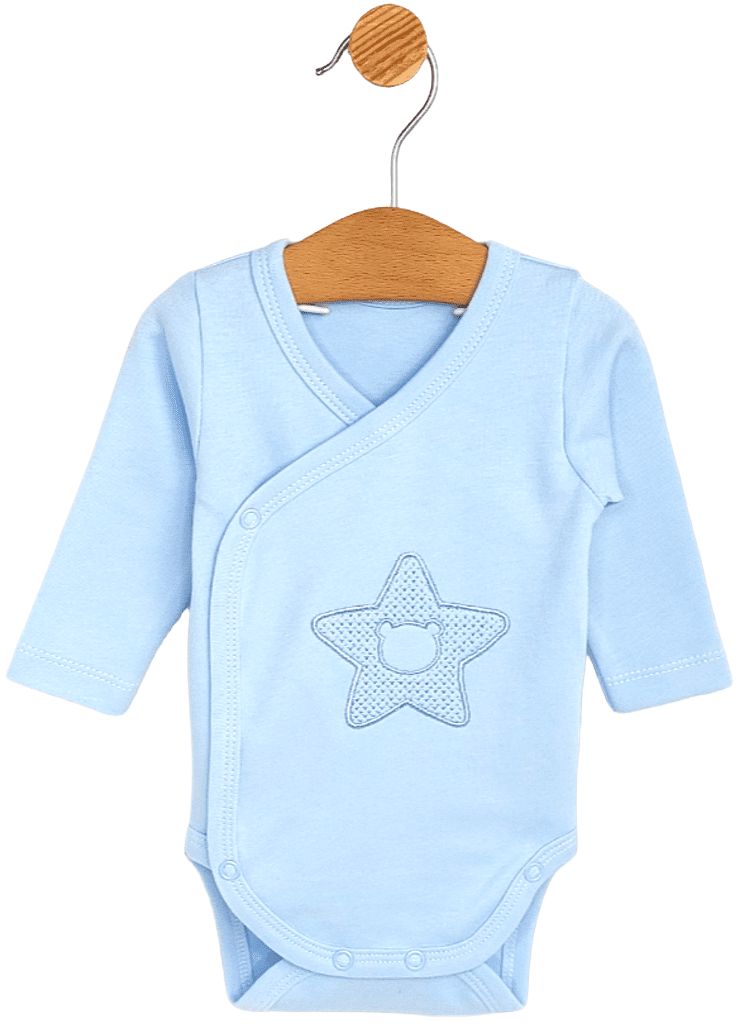 Body pentru bebeluși cu mânecă lungă Rainy - Stea cu un urs, 56 cm, 1-2 luni