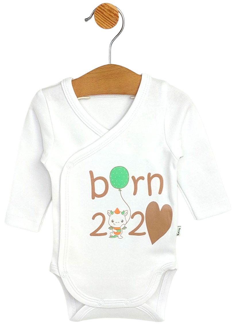 Body pentru bebeluși cu închidere laterală Rainy - Born, alb, 48 cm, 0 luni