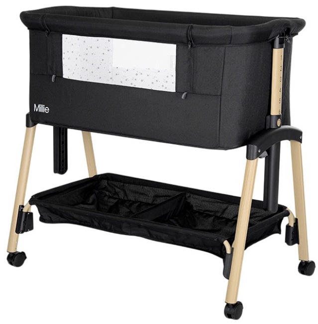 Pătuț pentru bebeluși Lorelli - Millie, Black, Wooden effect