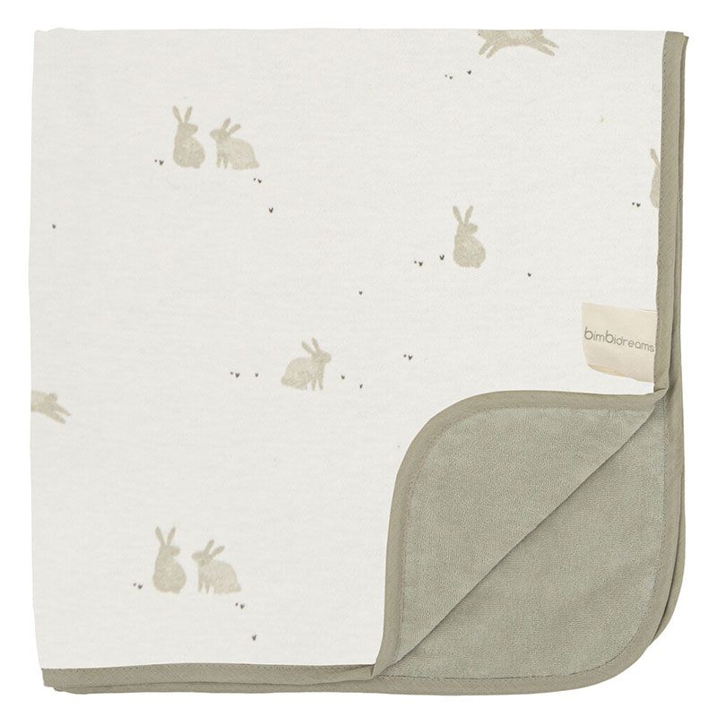Pătură pentru bebeluși Bimbidreams - Bunny, 75 x 75 cm, mușchi verde