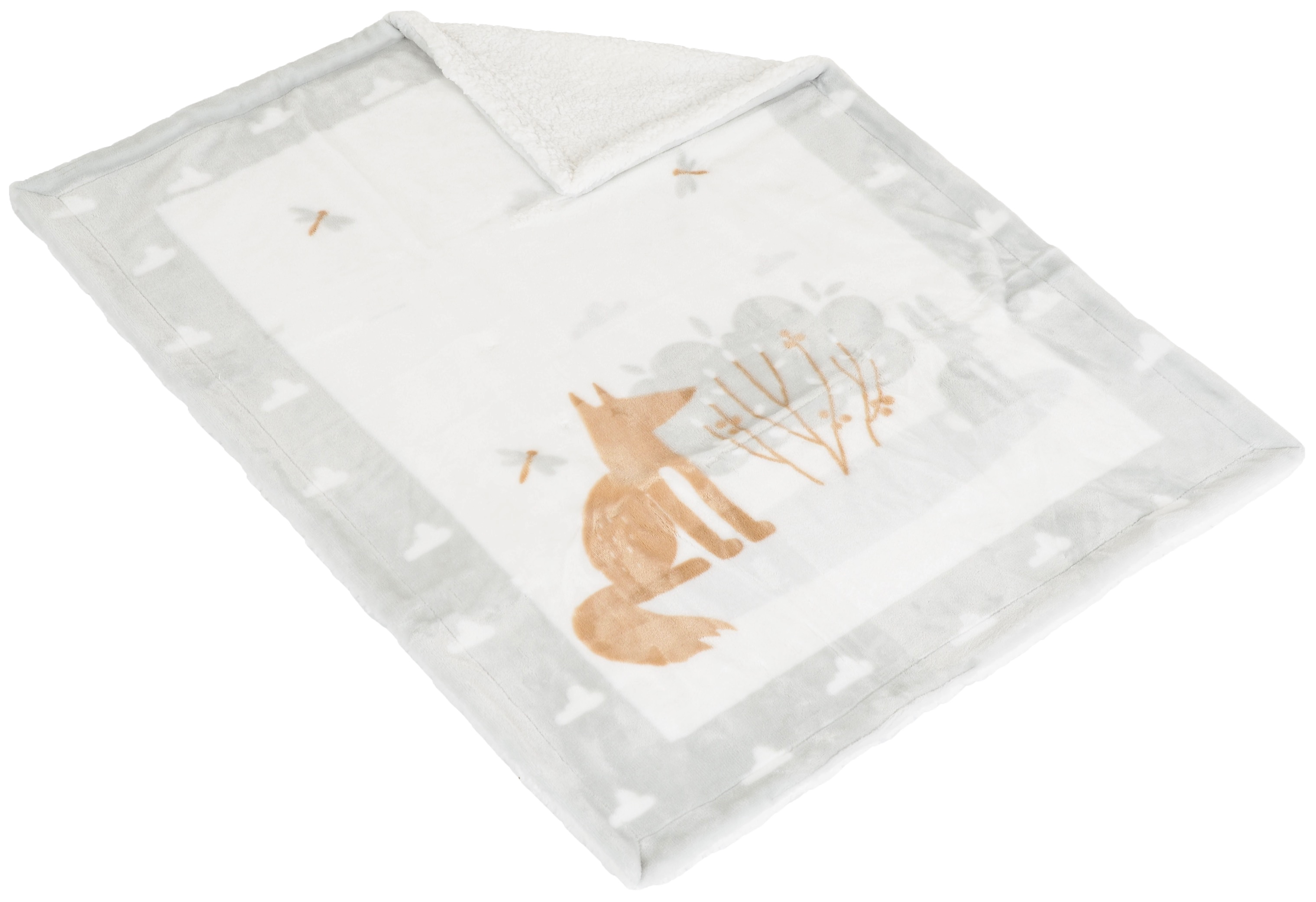 Pătură pentru copii Sherpa Cangaroo - Little friends, 80 х 110 cm, gri