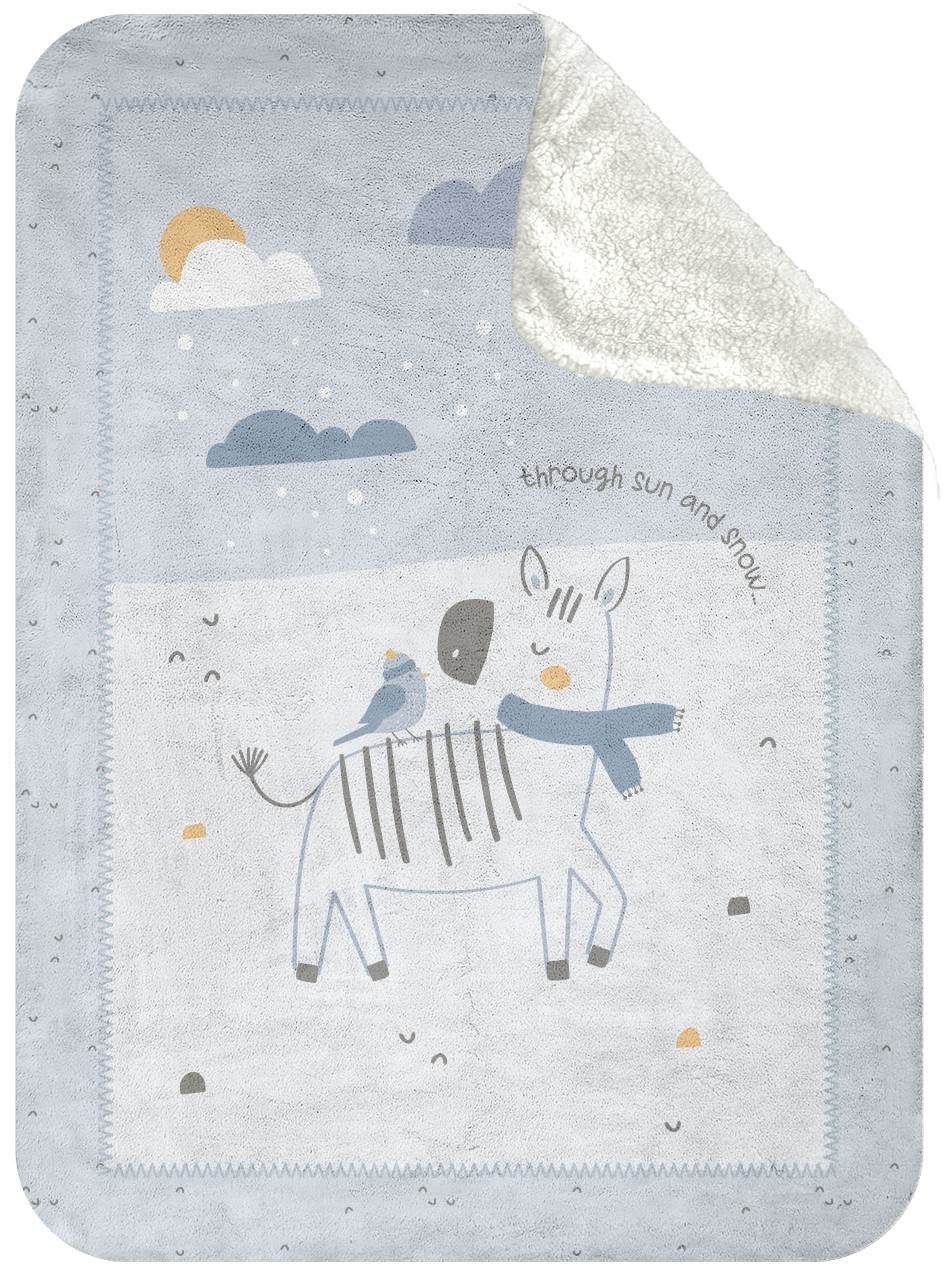 Pătură pentru copii Sherpa KikkaBoo - Stripy Friends, 110 x 140 cm