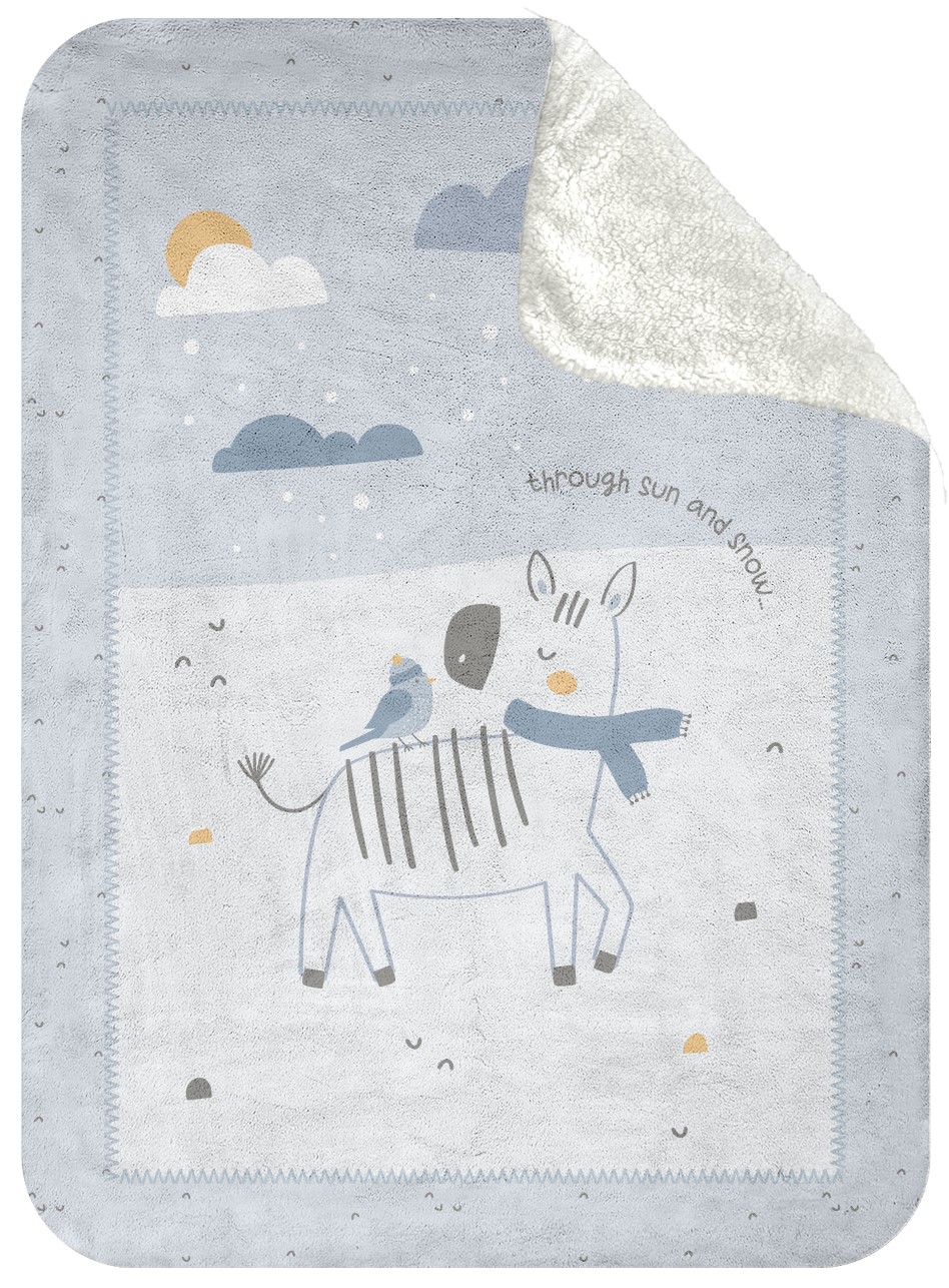 Pătură pentru copii Sherpa KikkaBoo - Stripy Friends, 80 x 110 cm