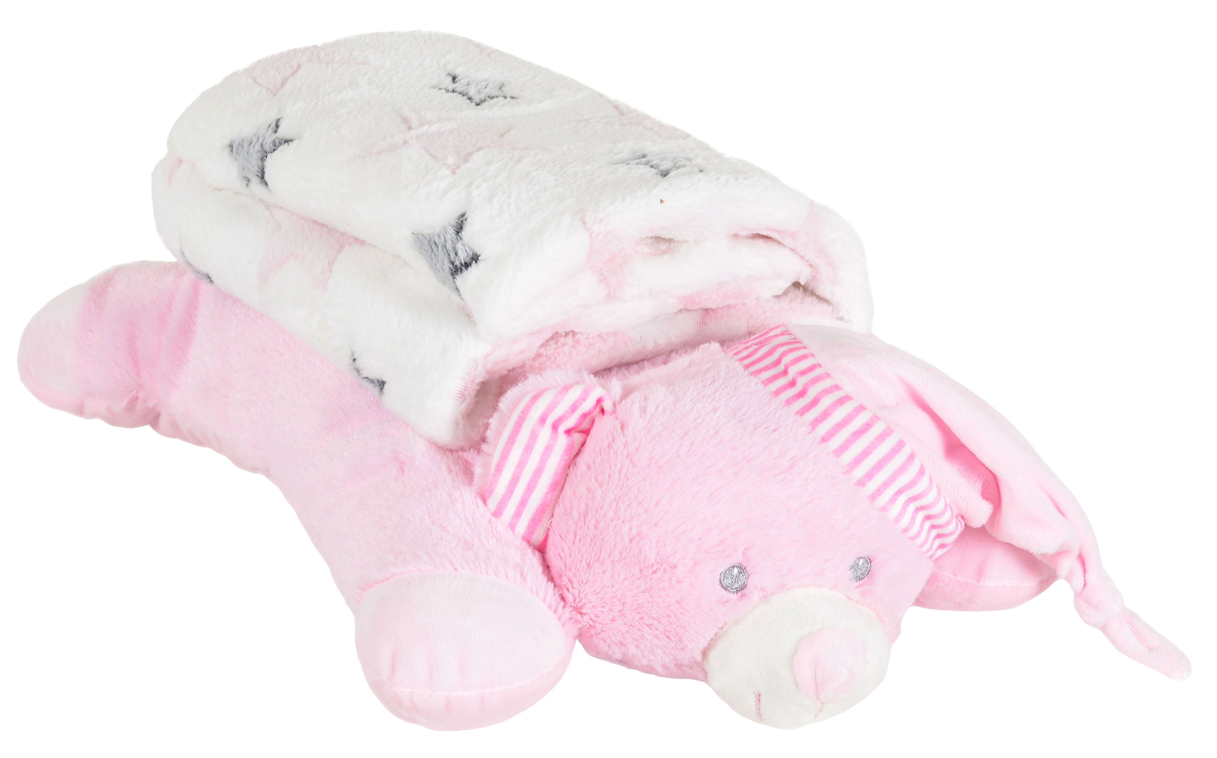 Pătură pentru bebeluși cu pernă  Cangaroo - Sleepy Bear, 90 х 75 cm, roz