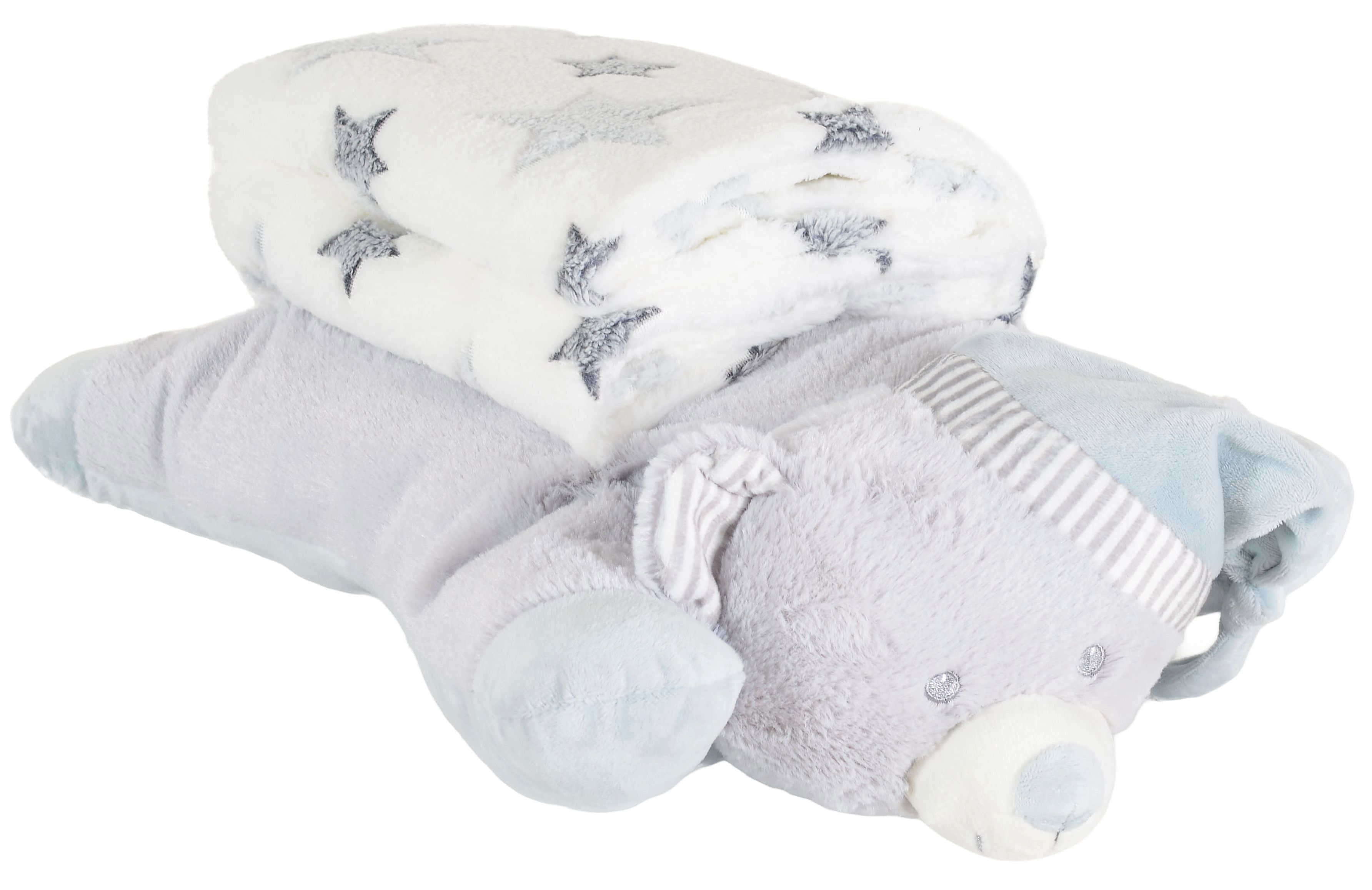 Pătură pentru bebeluși cu pernă  Cangaroo - Sleepy Bear, 90 х 75 cm, gri