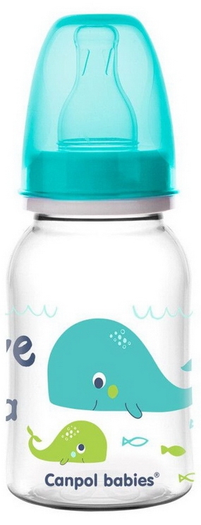 Biberon Canpol - Love & Sea, 0+ luni, 120 ml, turcoaz