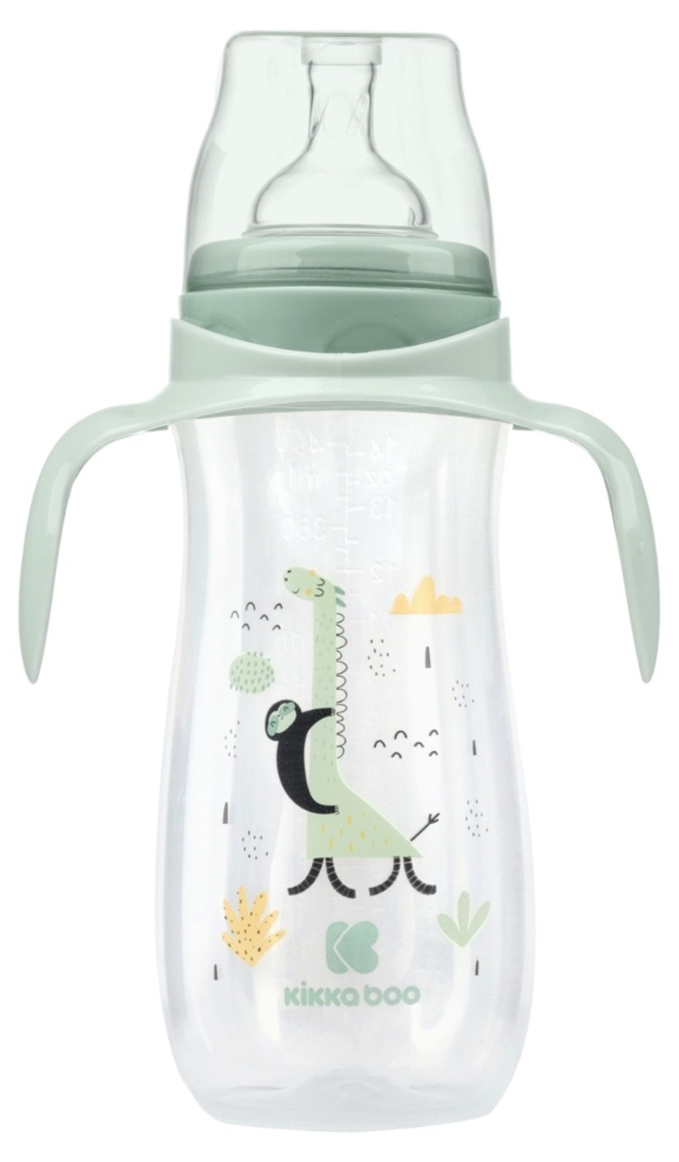 Sticlă pentru bebeluși KikkaBoo Jungle King - PP, 400 ml, 3m+, Mint