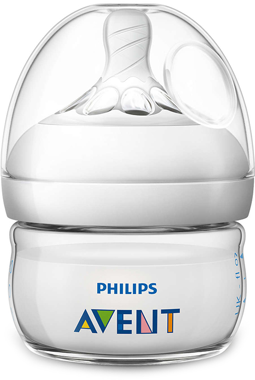 Sticlă pentru bebeluși Philips Avent - Natural, PP, debit lent/1 picătură, 0 luni+, 60 ml