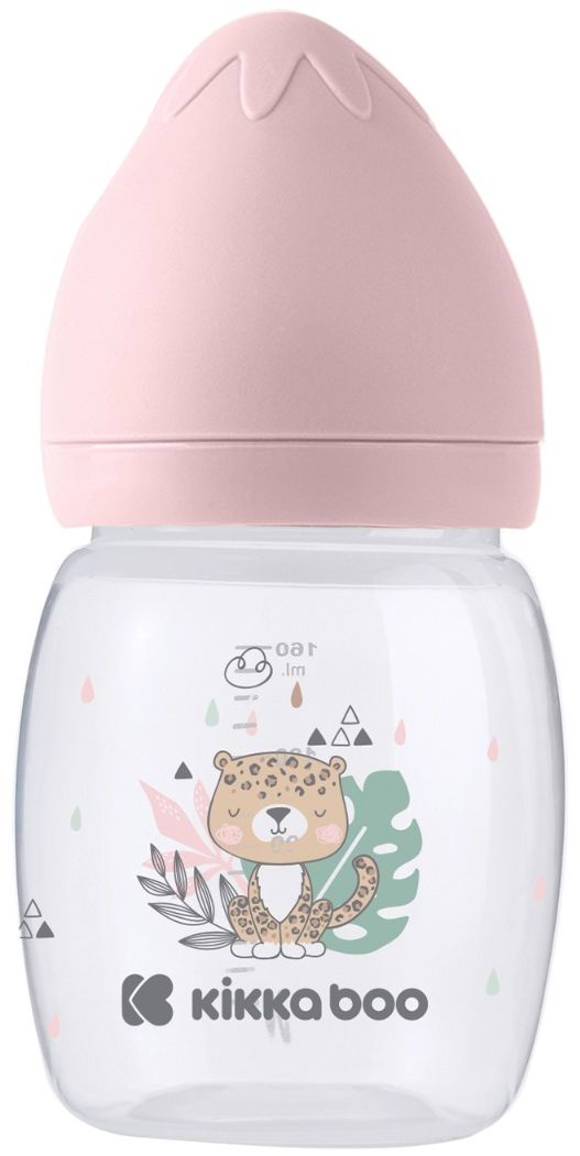 Biberon cu gât larg KikkaBoo Clouds - Savanna, 180 ml, Pink
