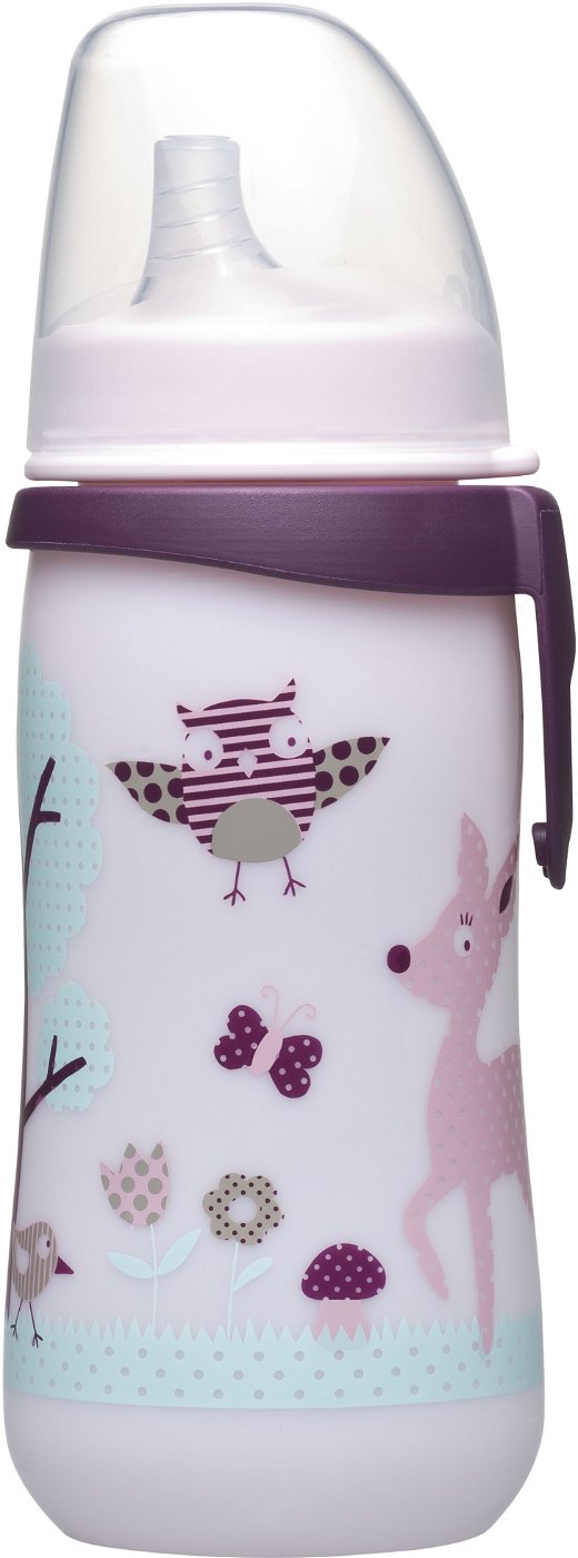 Biberon cu vârf dur NIP - First Cup, 330 ml, roz