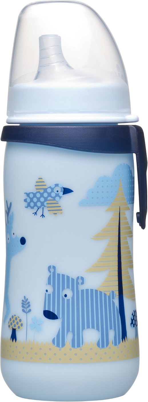 Biberon cu vârf dur NIP - First Cup, 330 ml, albastru