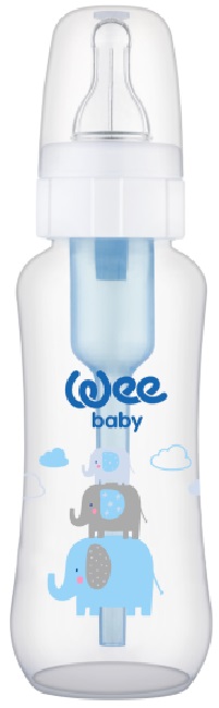 Biberon Wee Baby Anti-Colic, 240 ml, alb cu elefanți